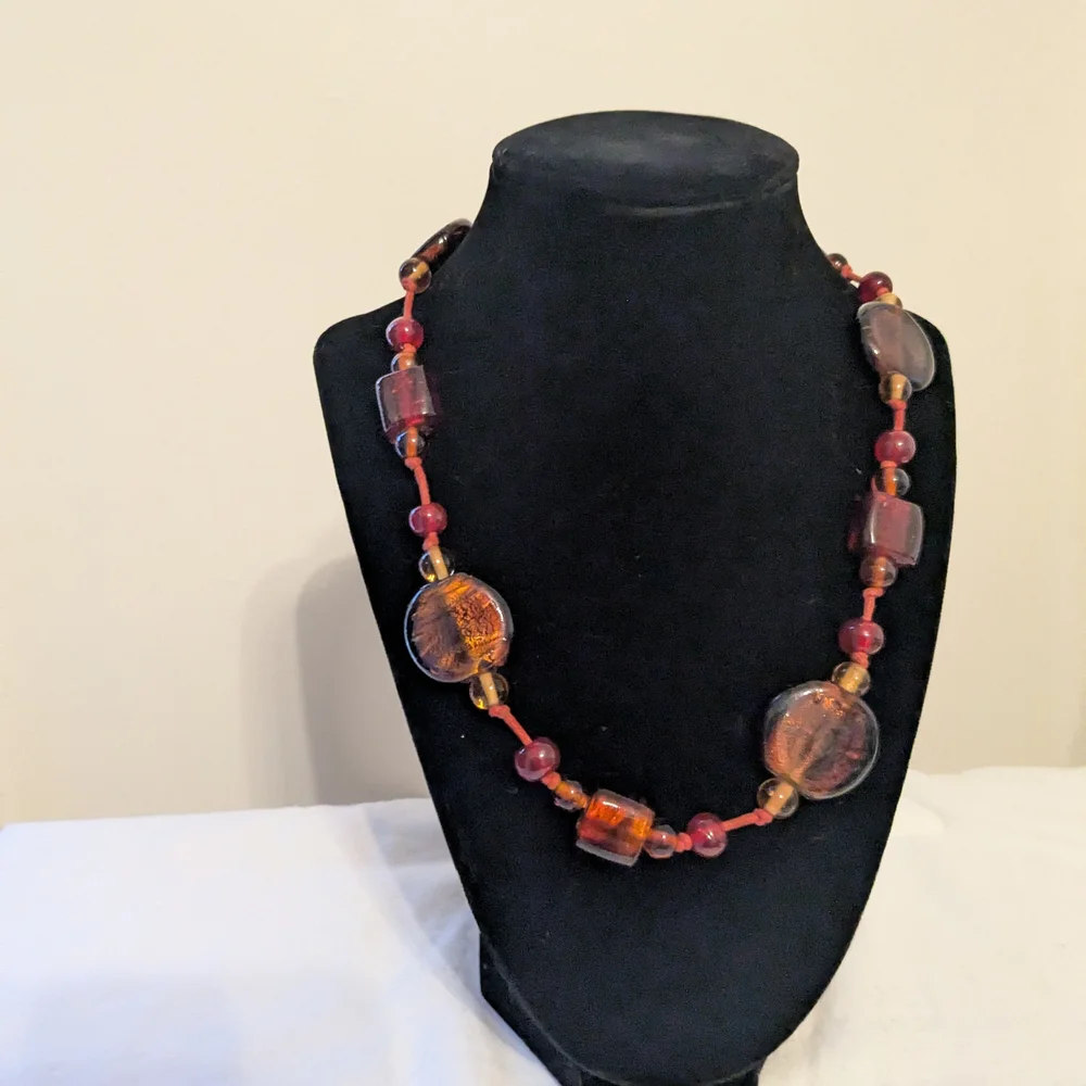 Vintage Lot of 5 Multicolor Glass Beaded Necklace Handmade Artisan